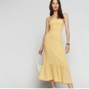 Reformation Arta Yellow Strapless Dress